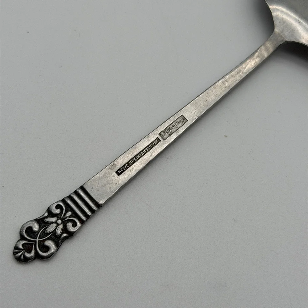 Cambridge Stainless Steel Japan Pie Cake Server Floral Scroll Handle Vintage